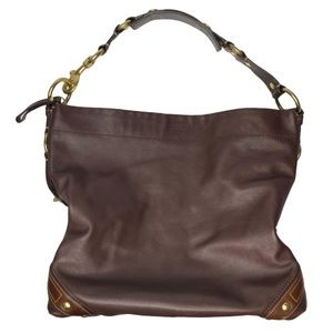 COACH 10616 Chocolate Brown Smooth Leather Large Hobo Carly Shoulder Bag